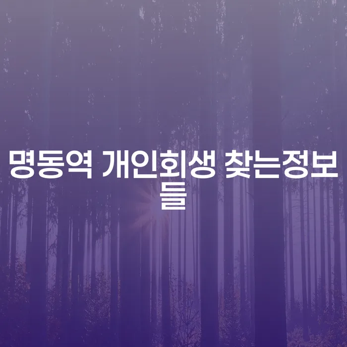 명동역 개인회생 찾는정보들