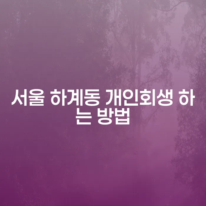 서울 하계동 개인회생 하는 방법: 어떻게 시작해야 할까요?
